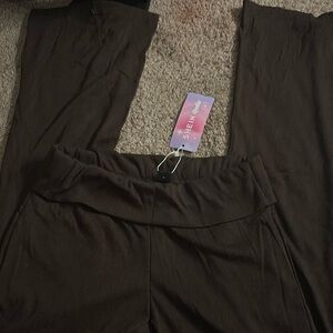brown fold over flare leggings size s